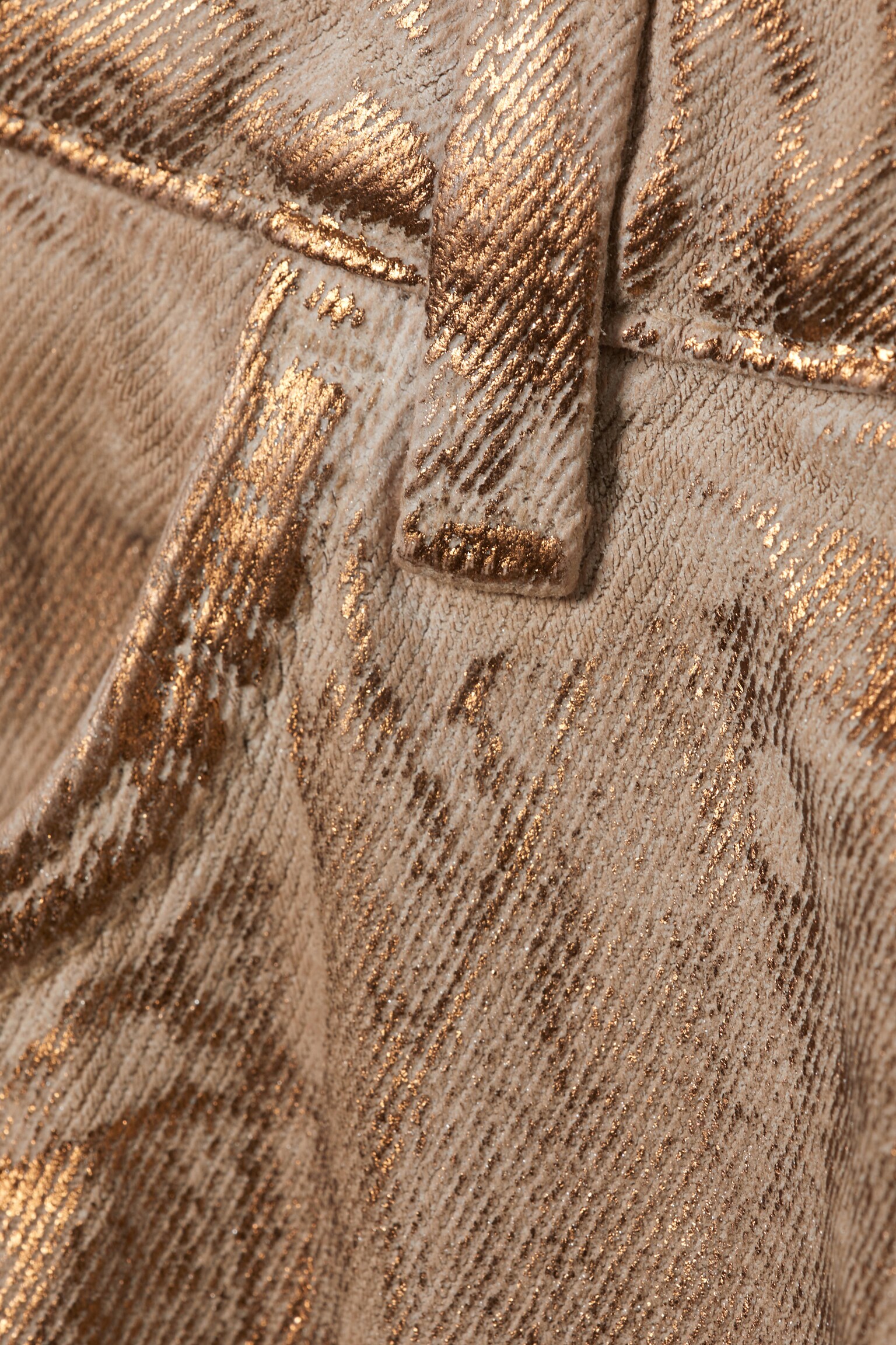 Metaliczne spodnie Low Straight - Ciemnobeżowy metalik - 2