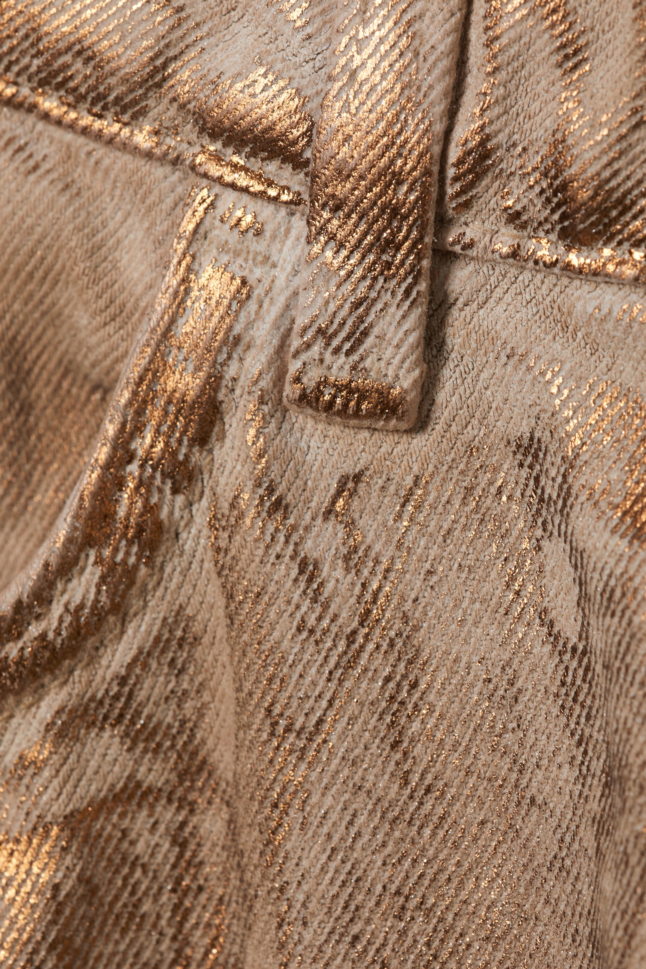 Metallic Dark Beige - Low Straight Metallic Trousers - 2