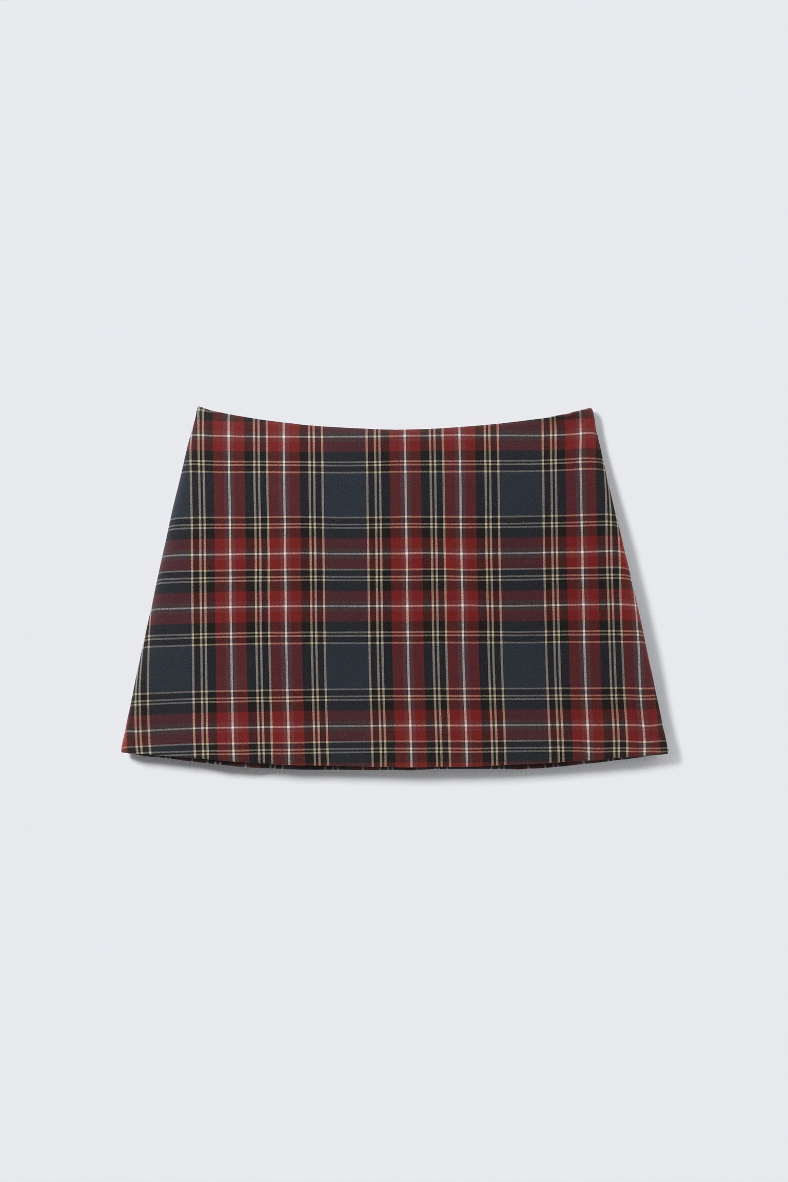 Mini Twill Skirt - Dark Red Check/Dark Mole Herringbone - 2