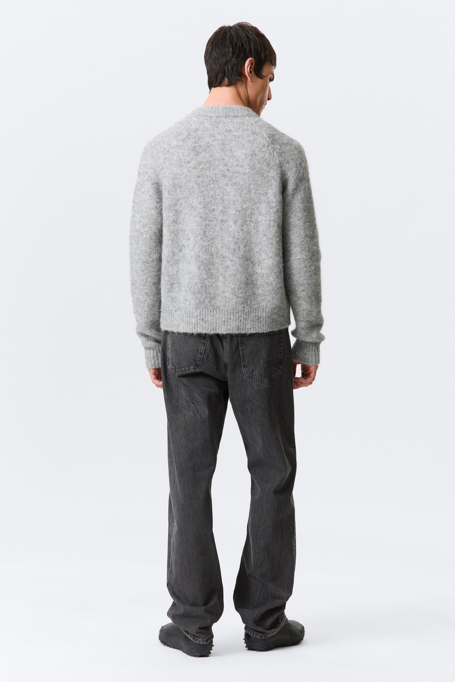 Vetoketjullinen raglanhihainen villasekoitekardigan - Meleerattu harmaa - 4