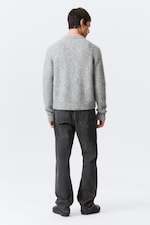 Grau meliert - Zip-Cardigan mit Raglanärmeln aus Wollmischung - 4