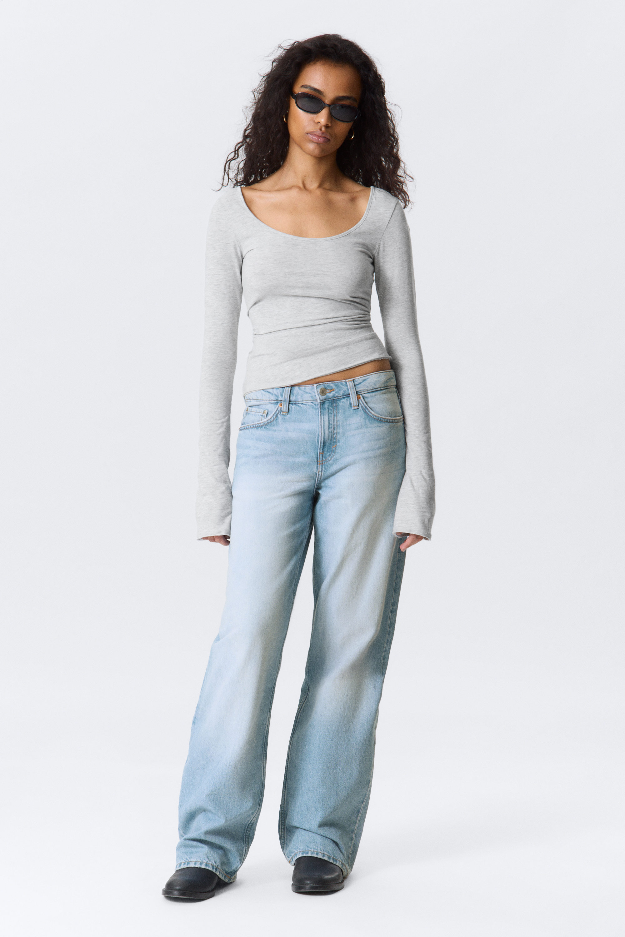 Gris chiné - Top Slim Fit à manches longues - 2