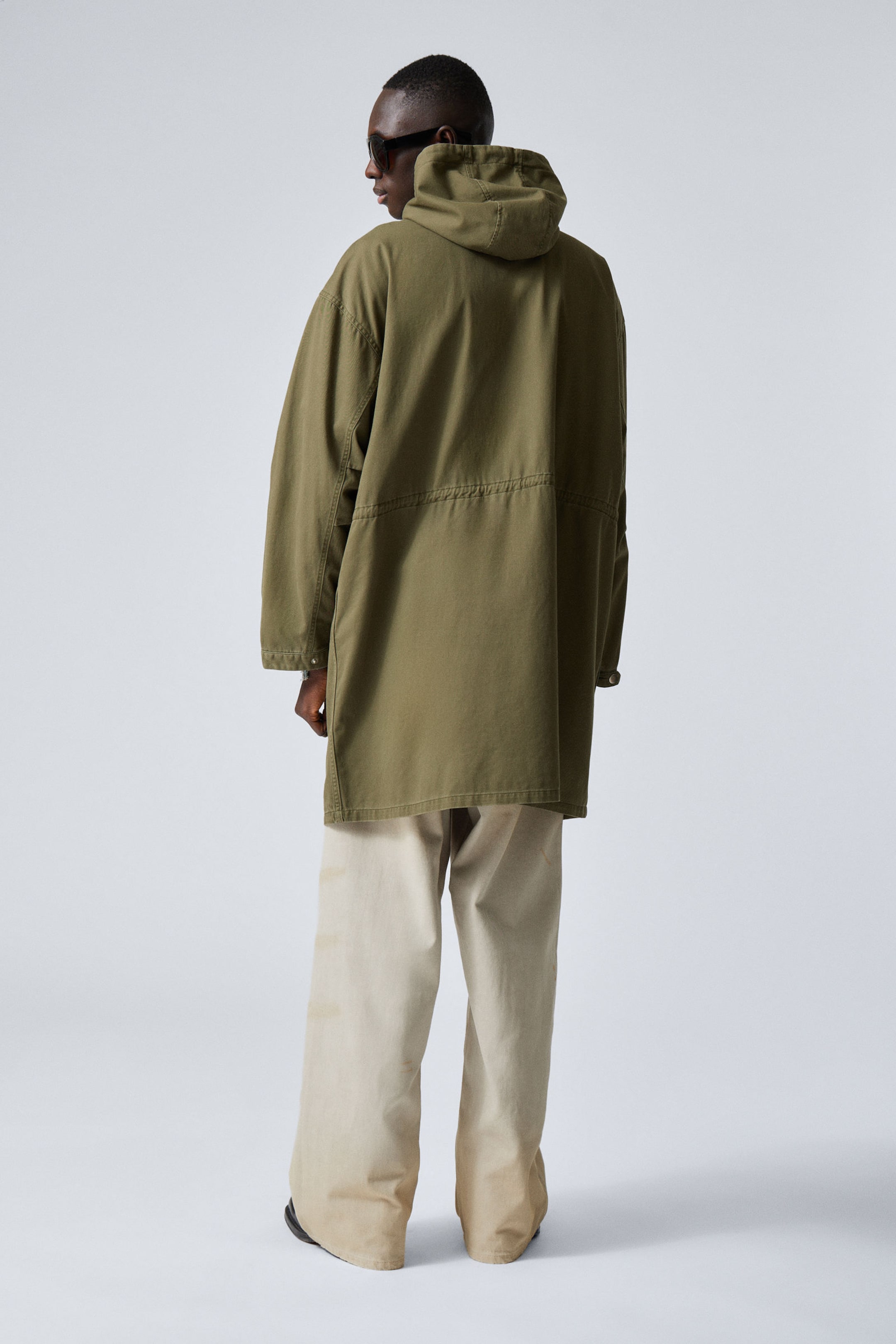 Kakigroen - Oversized parka van katoenen keperstof - 3