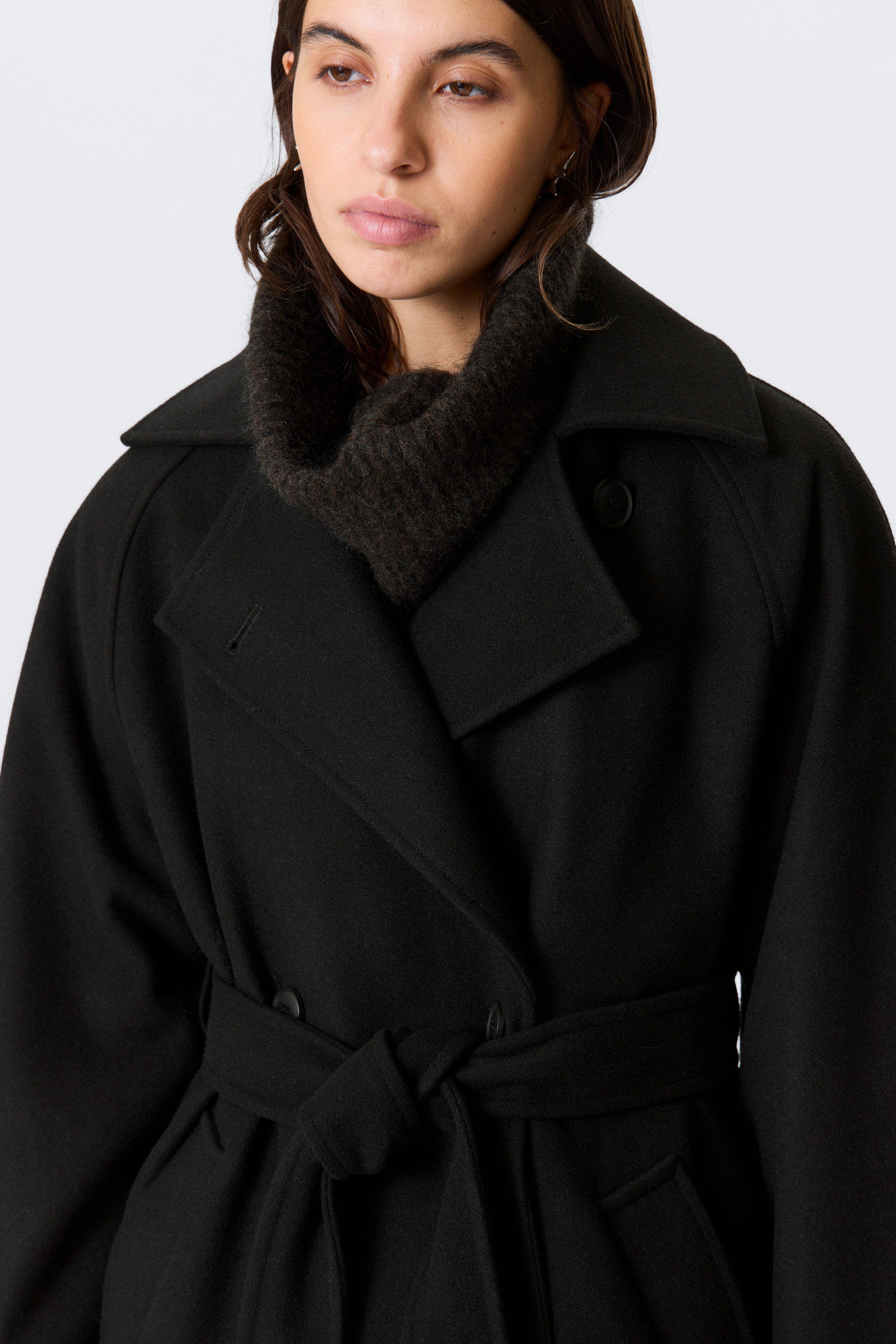 Black - Kia Oversized Wool-Blend Double-Breasted Coat - 2