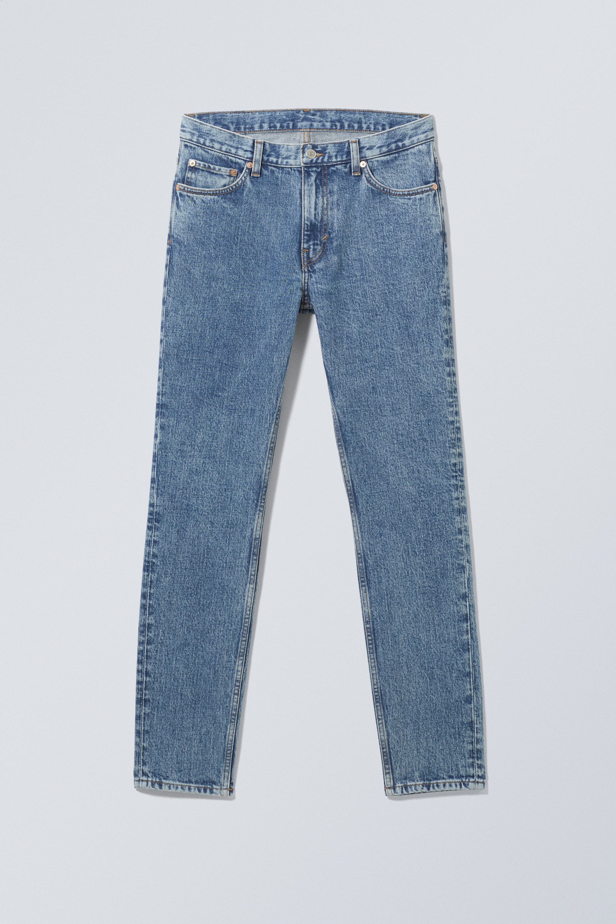 90s Blue - Mittelblau - Sunday Mid Waist Slim Tapered Jeans - 0