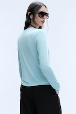 Helles Taubenblau - Transparentes Longsleeve-Shirt - 2
