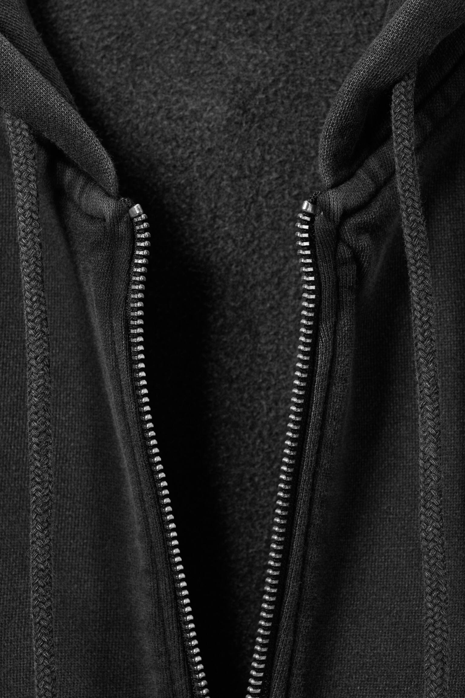 Sudadera de algodón con capucha y cremallera - Negro lavado/Rosa claro lavado - 5