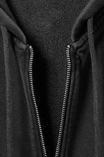 Washed Black - Cinched Cotton Zip Hoodie - 5