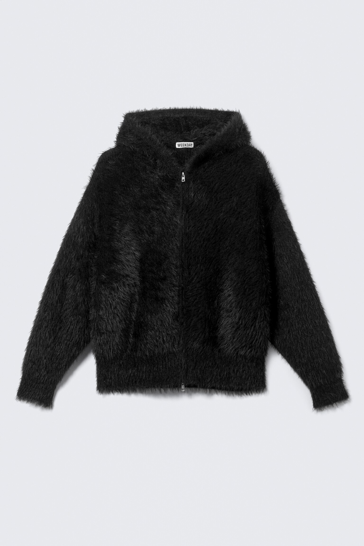 Sudadera con capucha de punto y cremallera - Negro - 2