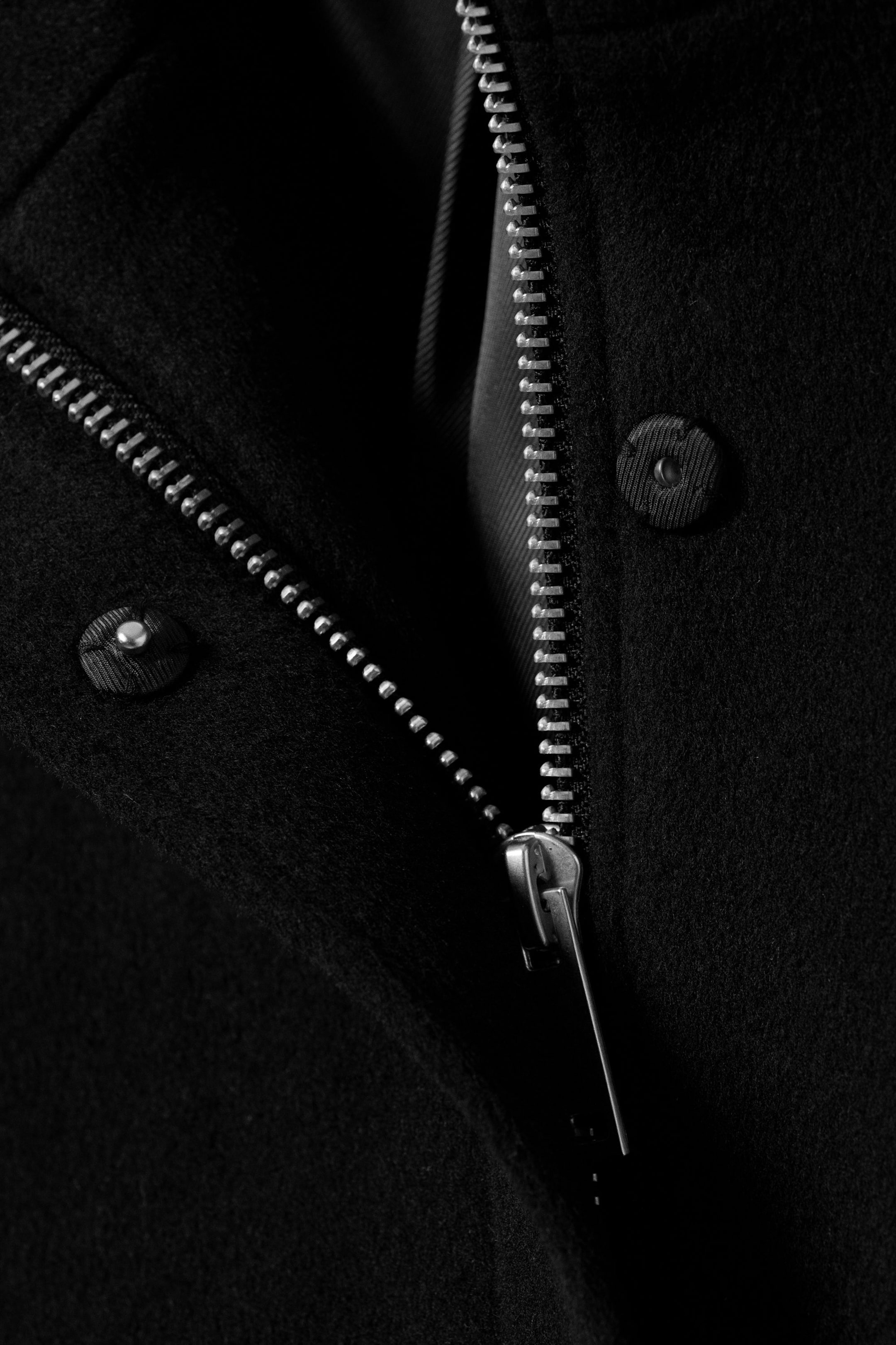 Black - Loose Fit Wool Jacket with Raglan Sleeves - 7