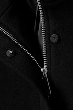 Black - Loose Fit Wool Jacket with Raglan Sleeves - 7