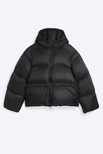 Black - Oversized Hooded Recycled Down Puffer Jacket - 5