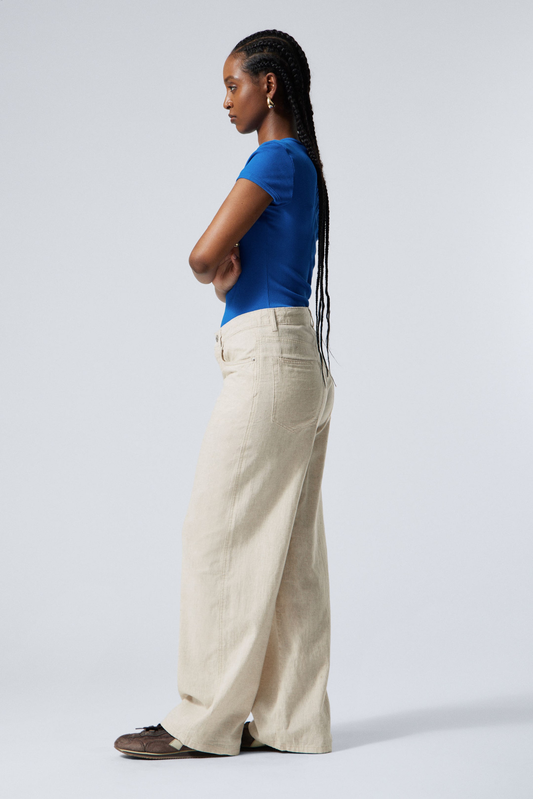#D1CAB7 - Astro Baggy Linen Blend Trousers - 2
