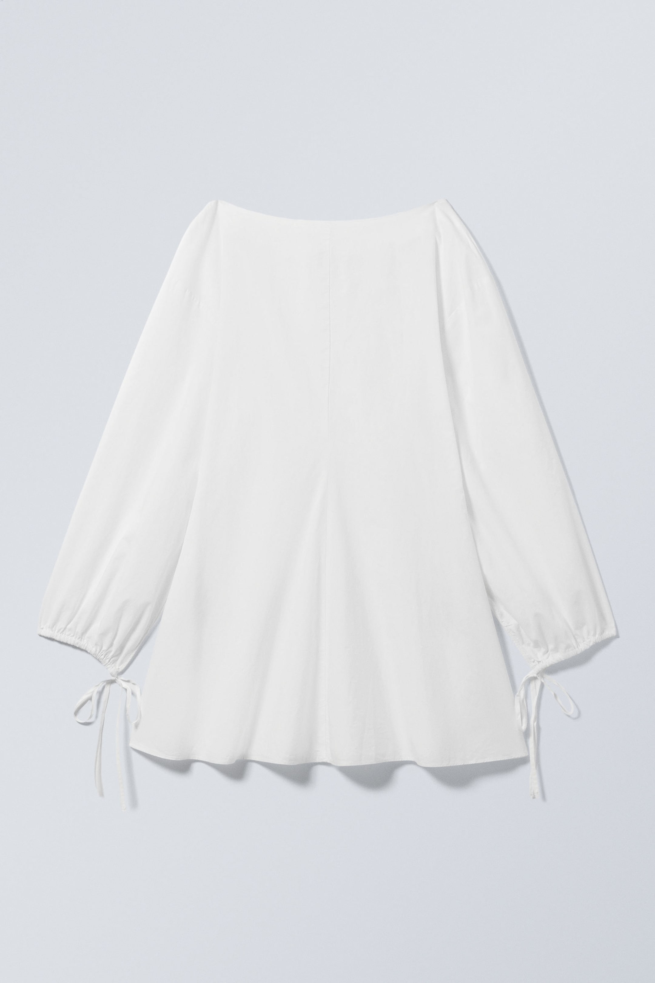 White - Cotton Poplin Tie-Detail Mini Dress - 4