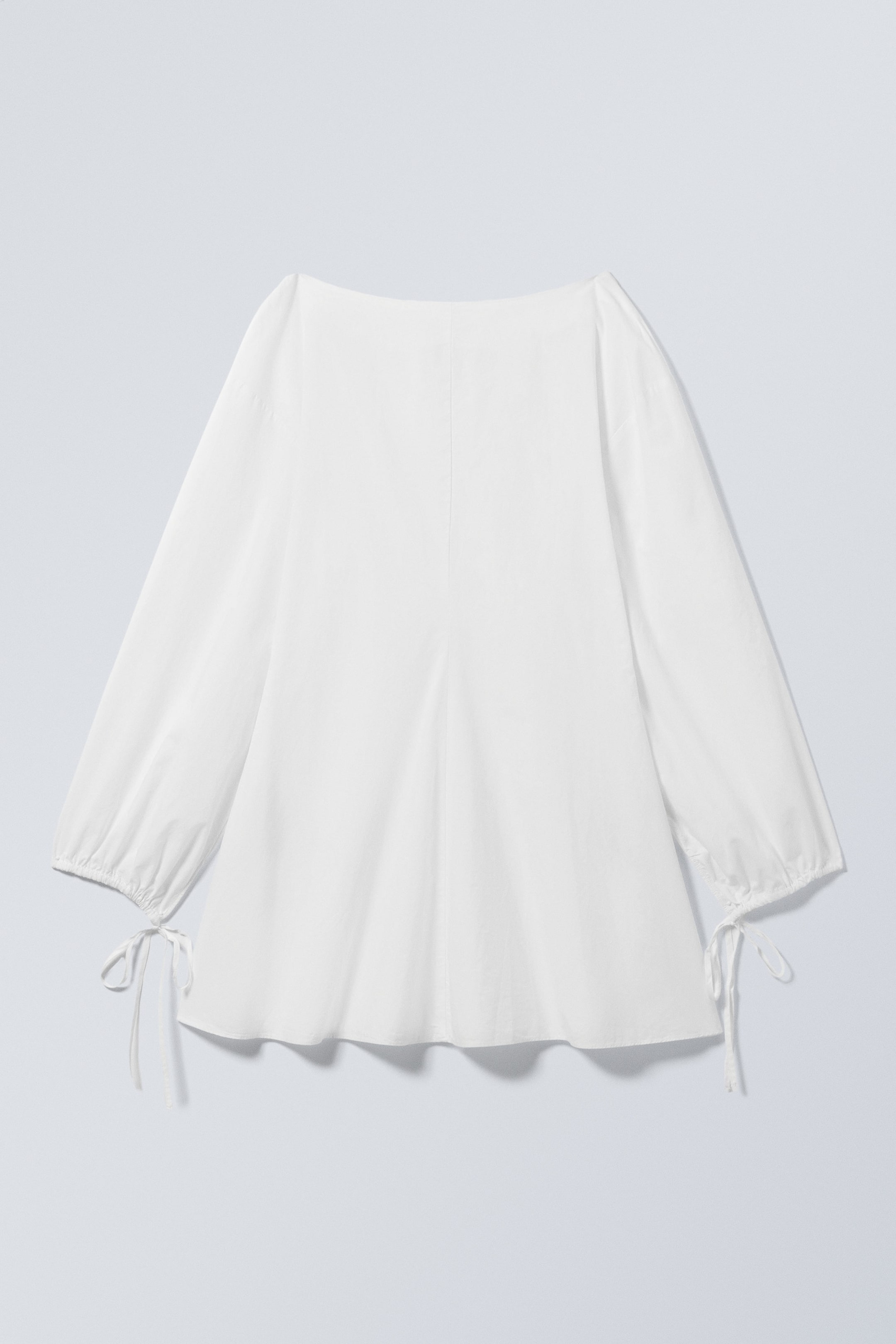 White - Cotton Poplin Tie-Detail Mini Dress - 1