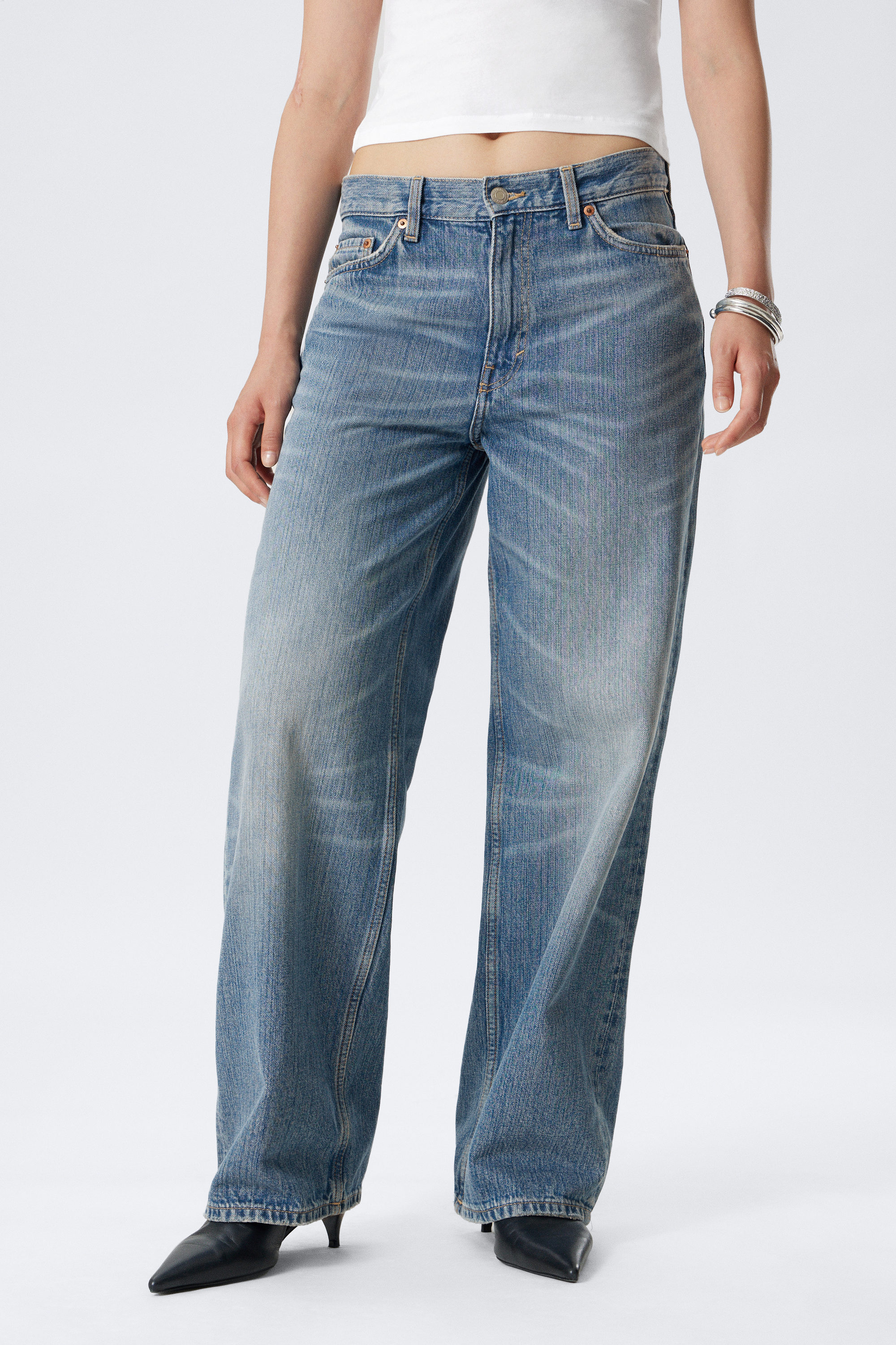Blue Stream - Medium Blue - Dynasty Low Rise Loose Wide Leg Jeans - 2
