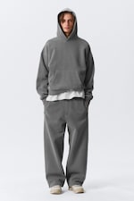 Washed Dark Grey - Loose Heavyweight Cotton Hoodie - 1