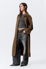 Beige - Oversized Trench Coat with Detachable Lining - 4