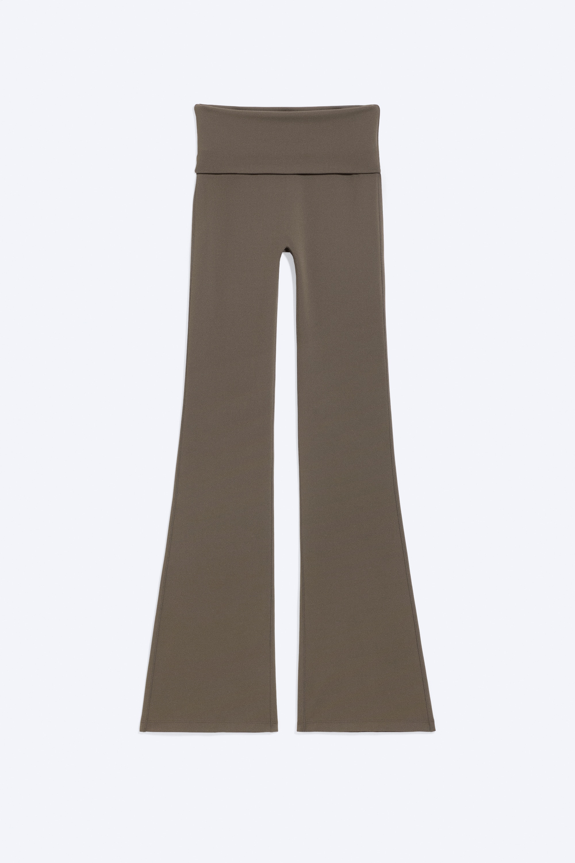 Folded Waist Flared Yoga Tights - Dark Mole/Black/Dark Brown/Dark Blue/Dark Grey/White