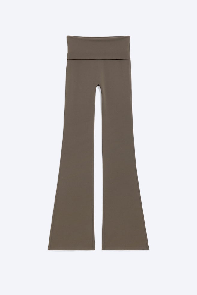 Leggings de Ioga com Cintura Dobrada e Boca Larga - Toupeira-escuro/Azul-escuro/Preto/Branco/Cinzento-escuro/Castanho-escuro - 1