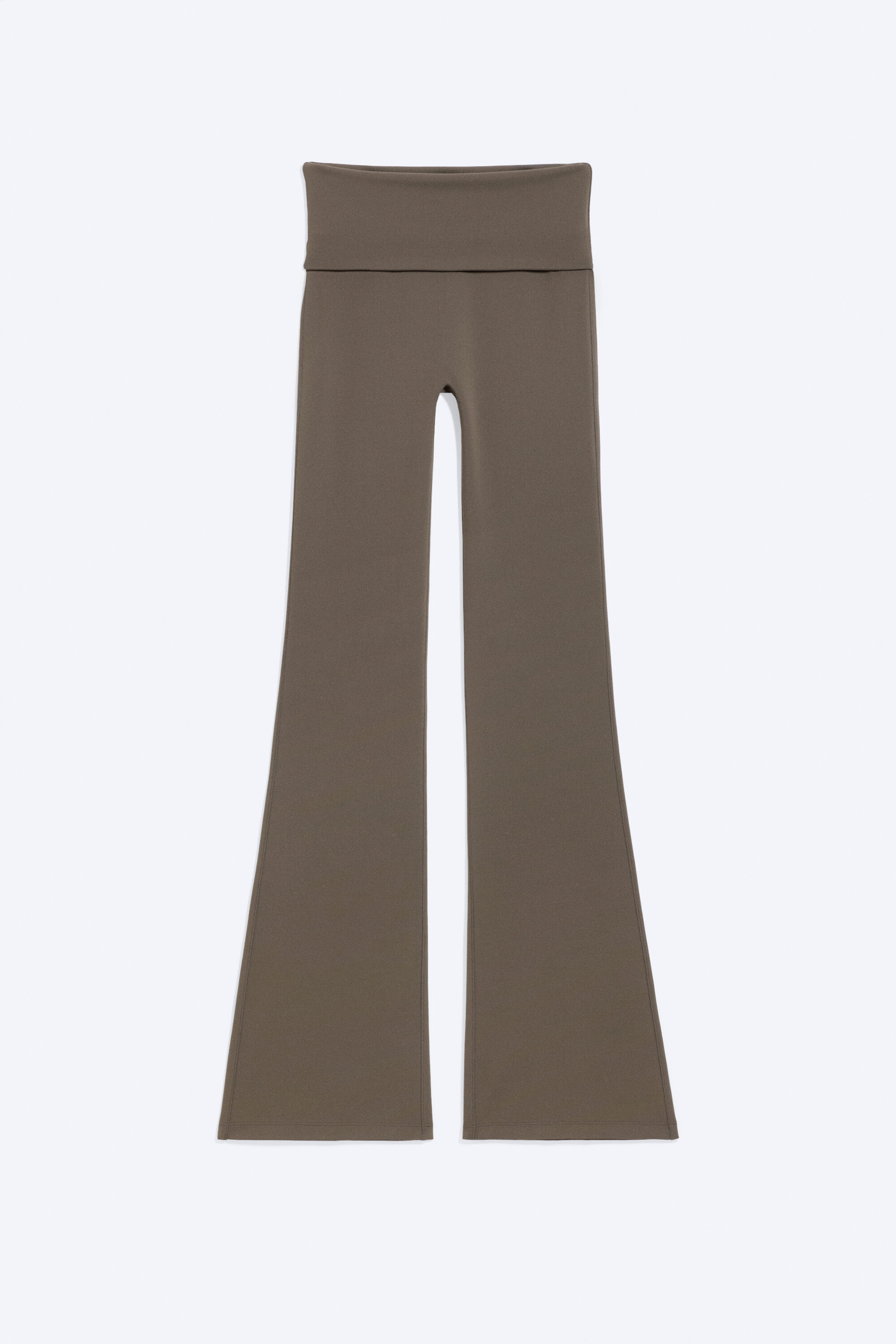 Donkertaupe - Yogalegging met omgeslagen taille en wijd uitlopende pijpen - 4