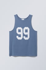 Blau/99 - Oversized-Trägertop mit Grafikprint - 0