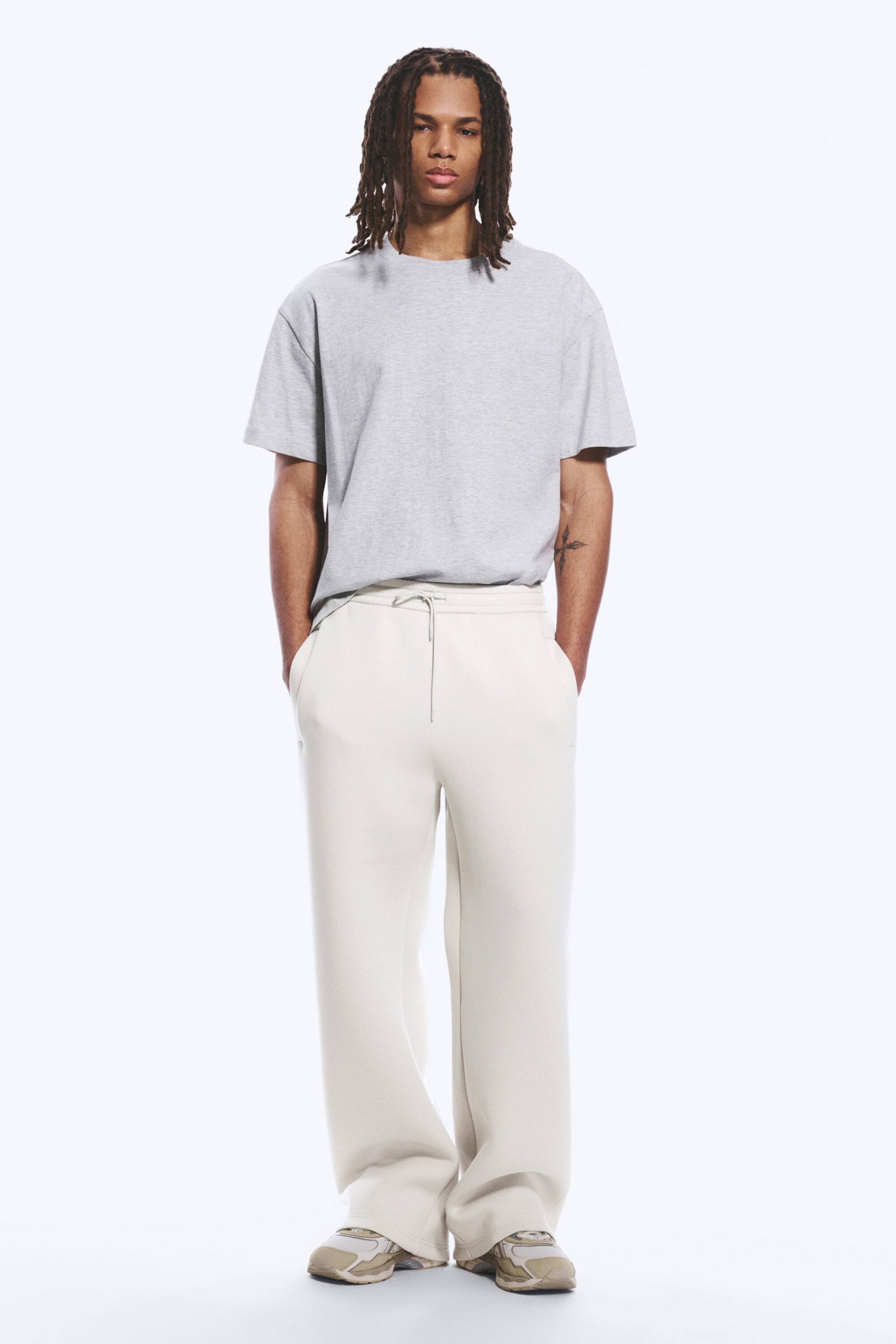 Helles Maulwurfsgrau - Locker geschnittene Scuba-Sweatpants - 0