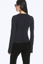 Dunkelblau gestreift - Longsleeve aus Baumwolle - 2
