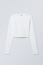 White - Seam Long Sleeve Crop Top - 0