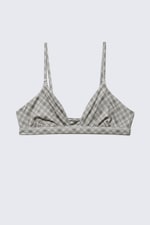 Checked Greige - Soft Triangle Bralette - 0