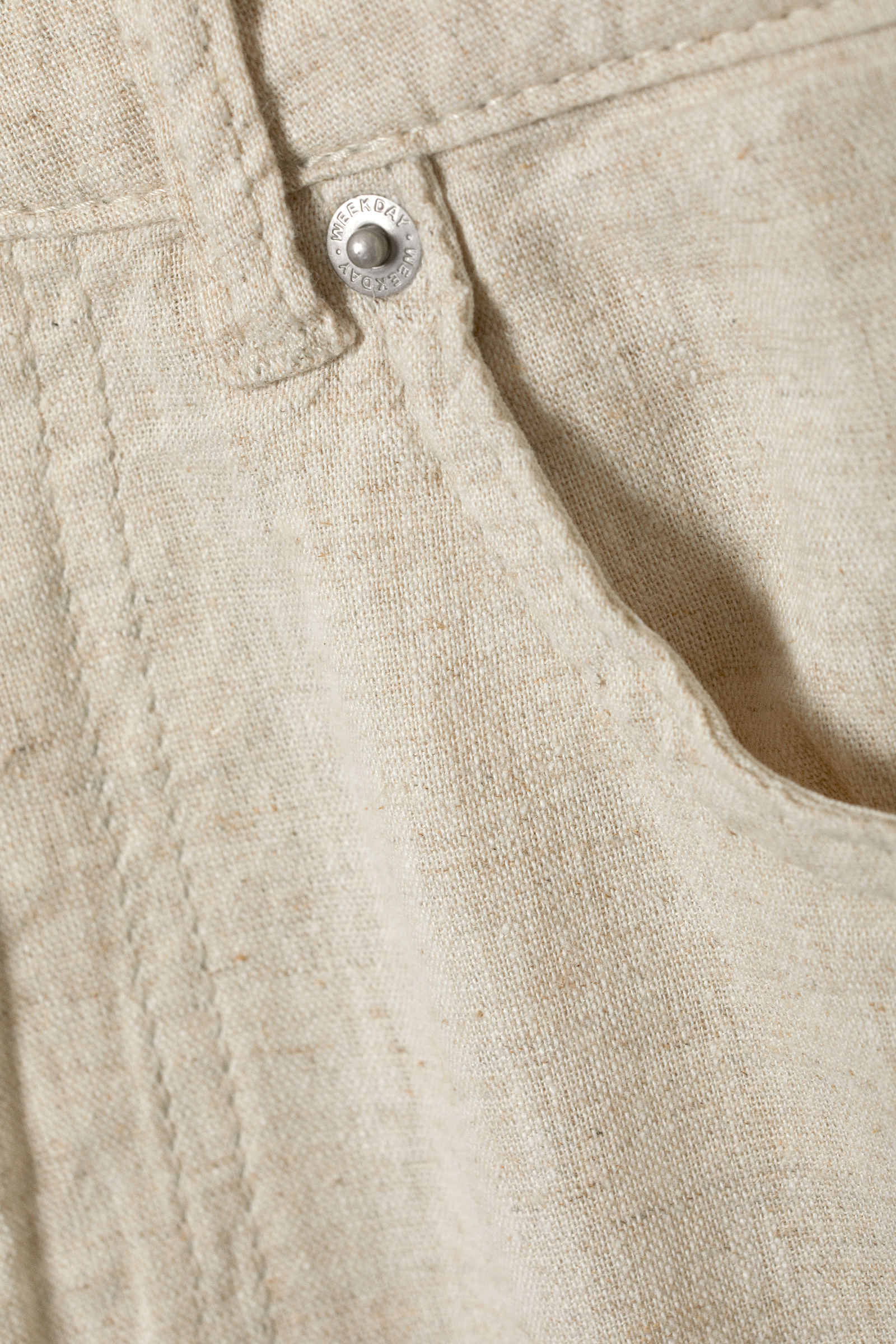 astro baggy linen blend trousers - Ecru | Weekday WW