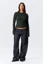 Striped Dark Green - Long Sleeve Cotton Top - 1