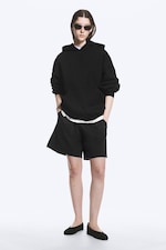 Noir - Sweat à capuche oversize d’épaisseur moyenne - 1