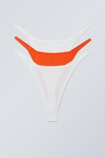 Blanc Brillant Rouge - Lot de 3 strings tanga Signe - 0