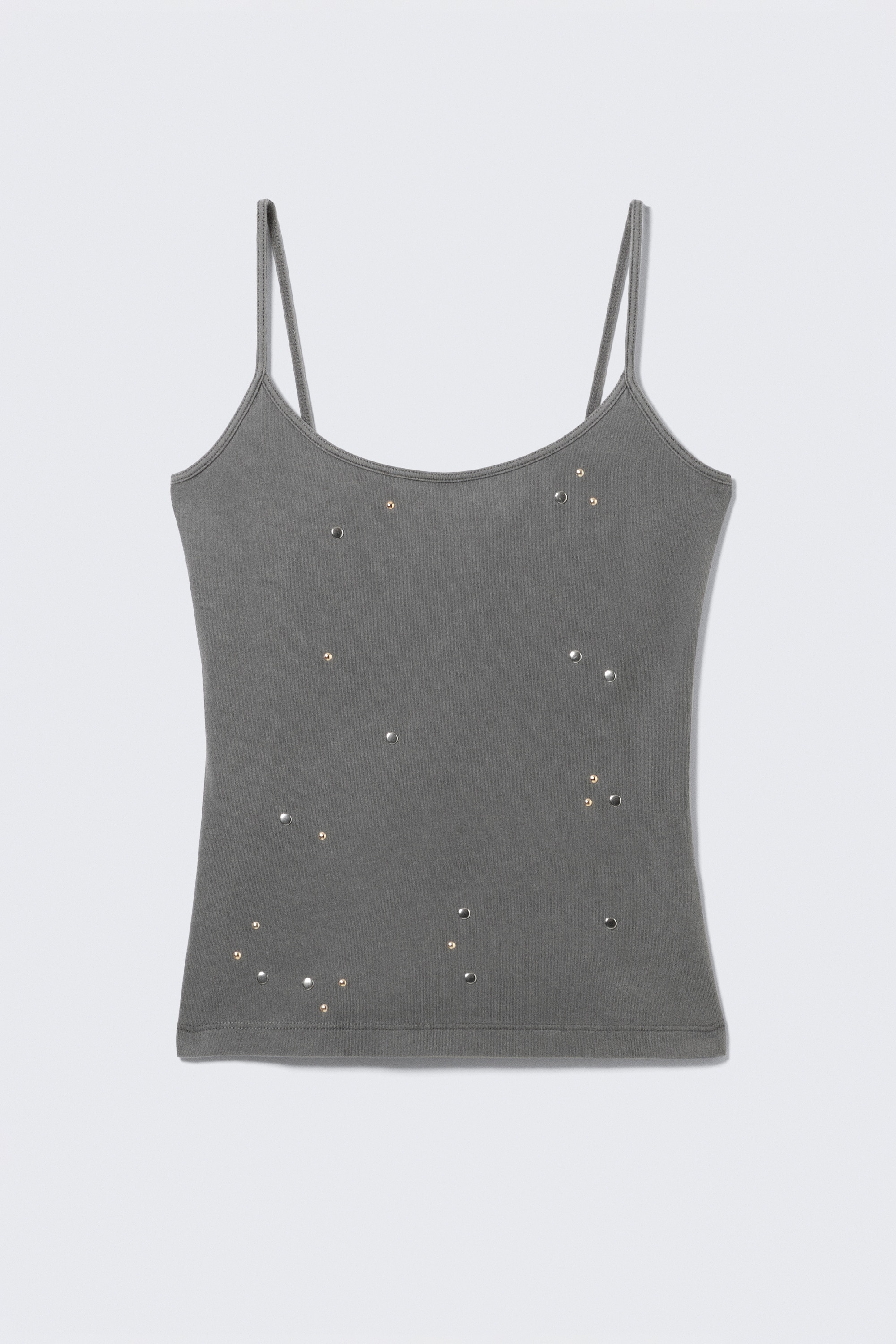 Studded Cotton Singlet - Dark Grey