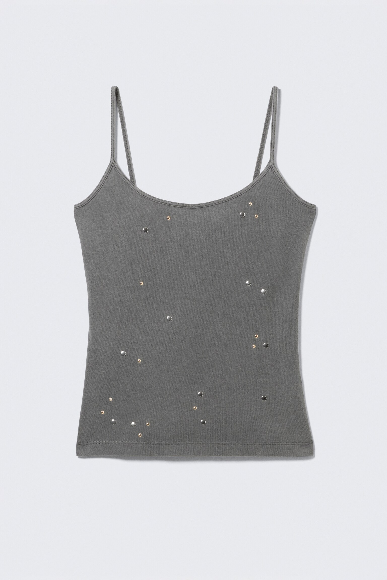 Studded Cotton Singlet - Dark Grey - 2