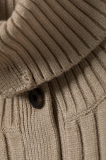 Dusty Beige - Slim Knitted Turtleneck Cardigan - 2