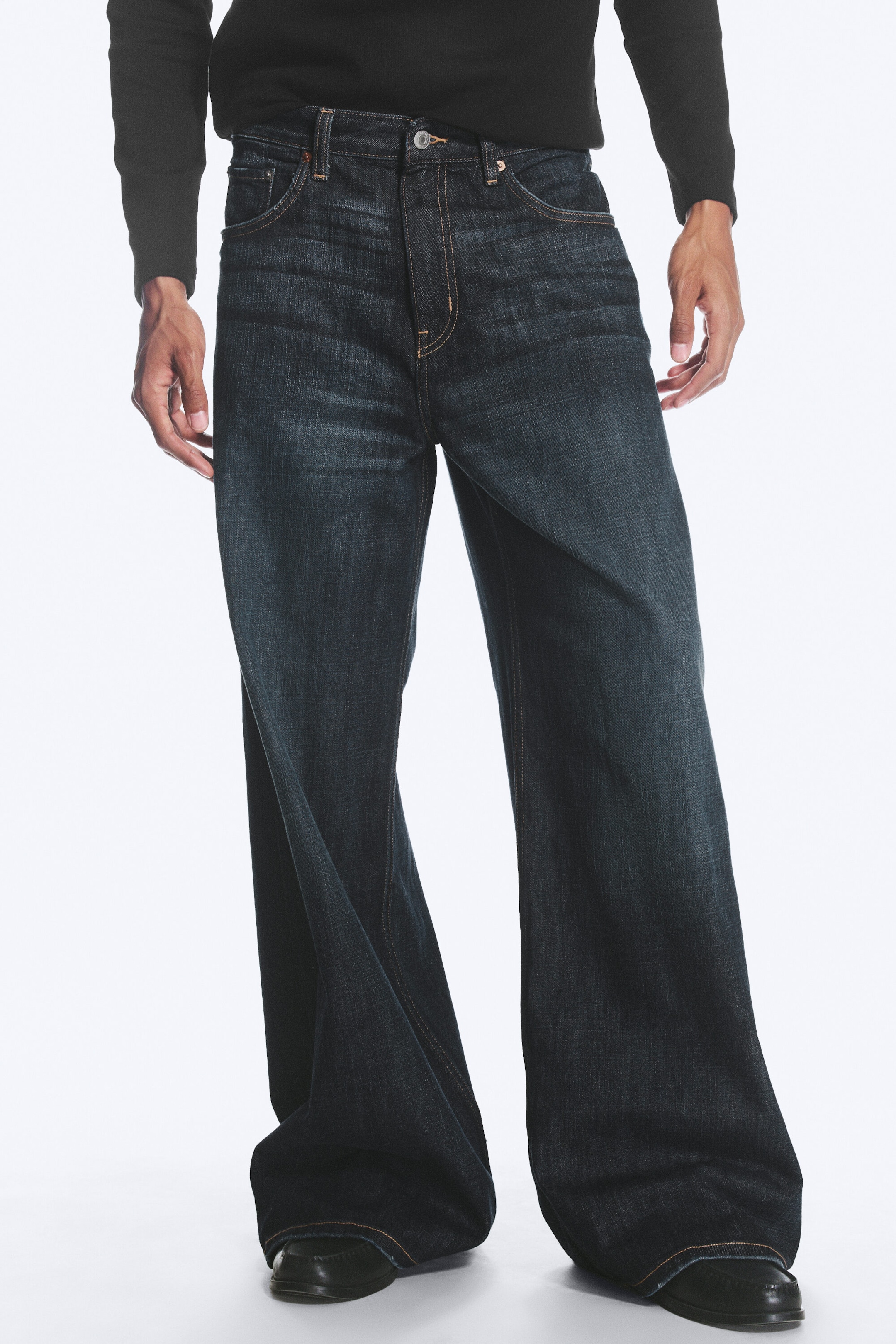 Deep Ocean Blue - Dunkelblau - Solar Regular Waist Loose Wide Unisex Jeans - 2