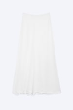 Blanc - Jupe longue en maille de coton transparent - 0
