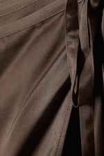 Dark Brown - Satin Wrap Mini Skirt - 1