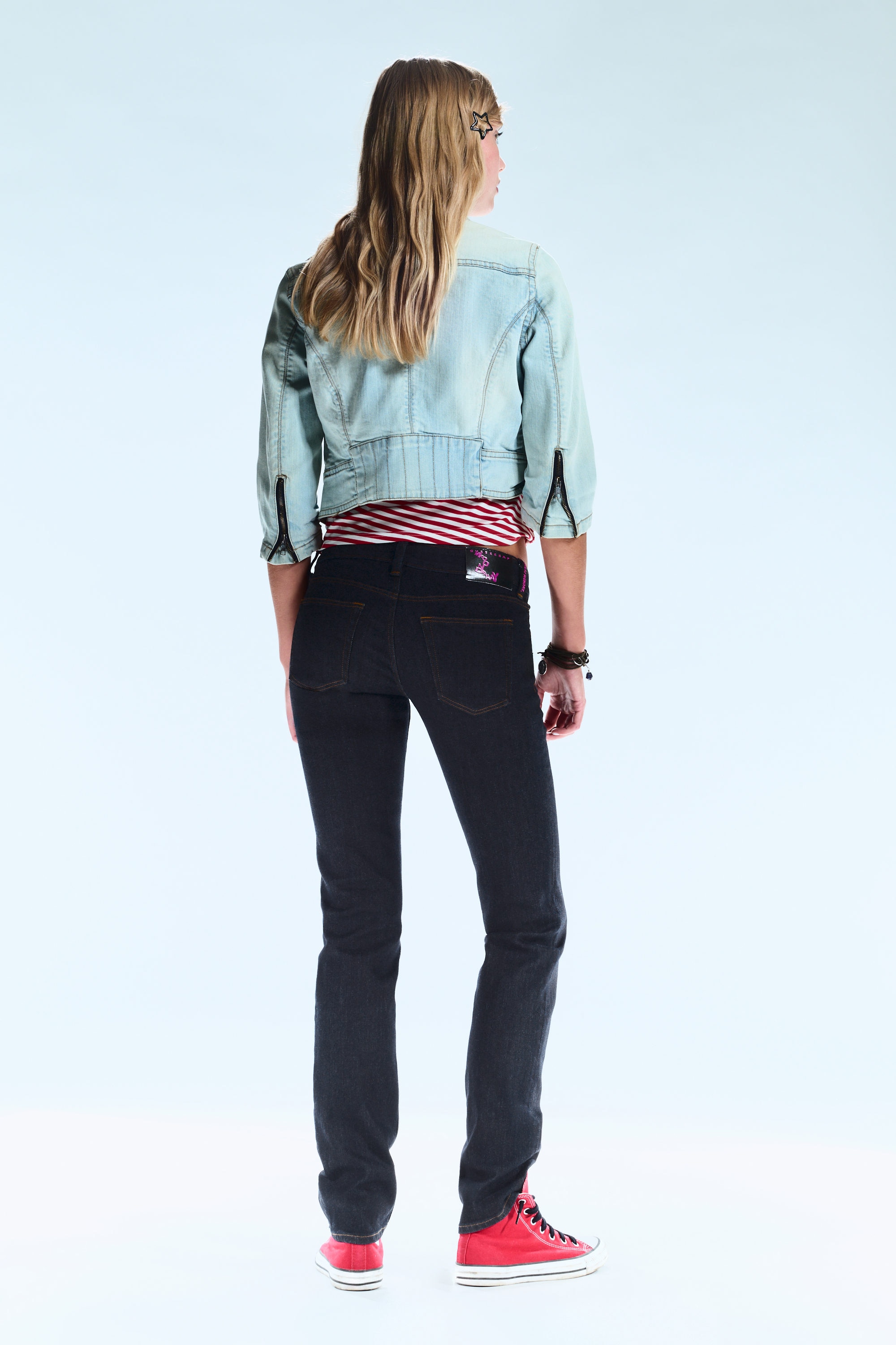 Extra Blue Rinse - Sleezie Low Waist Skinny Straight Jeans - 2