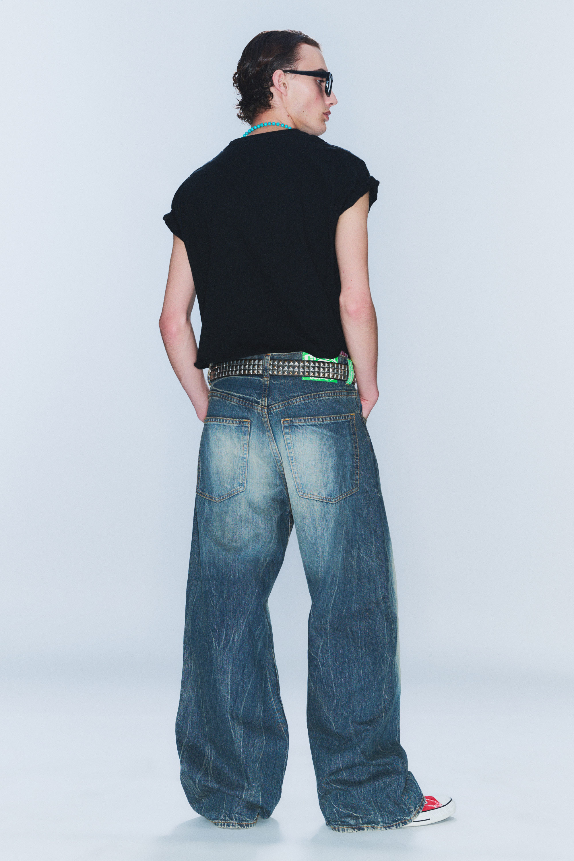 Blue Ray - Dark Blue - Looser jeans met normale taille en wijde pijpen - 3