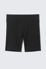 Black - Mid Rise Fitted Biker Shorts - 3