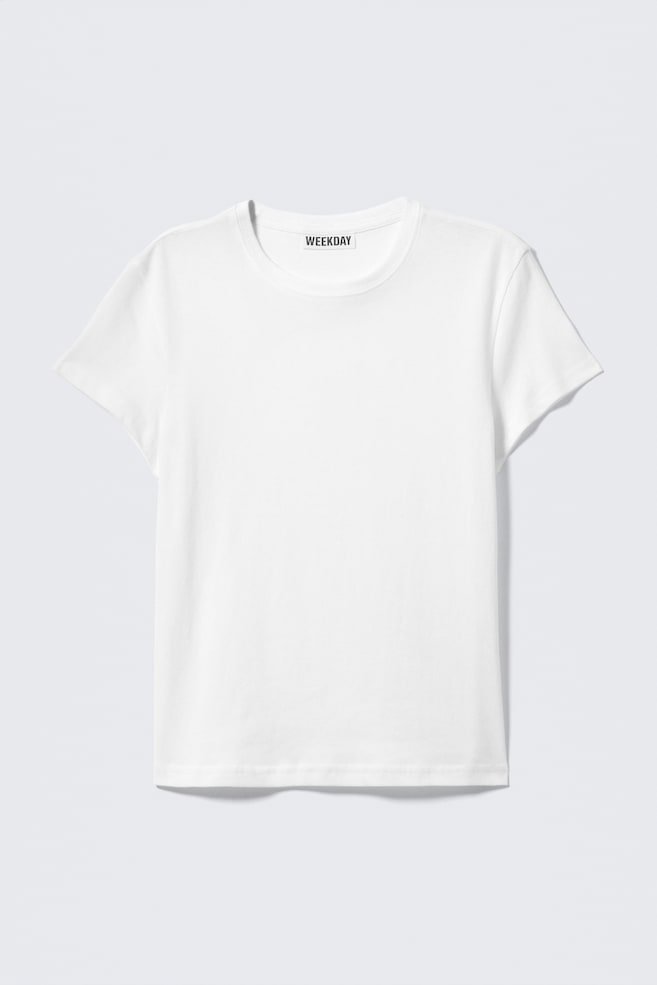 Slim fit katoenen T-shirt met korte mouwen - White/Zwart - 1