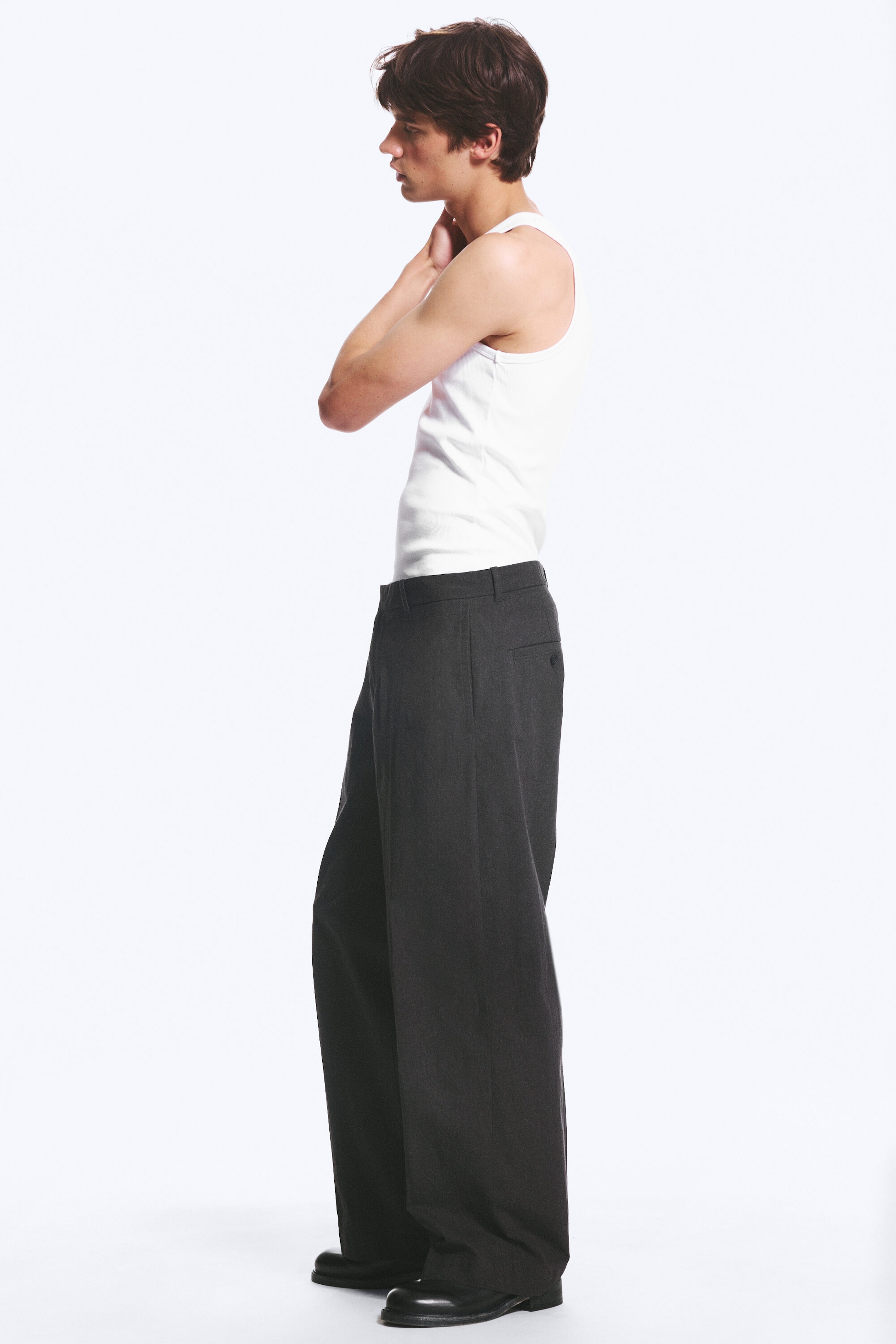 Noir chiné - Pantalon de costume plissé décontracté Florian - 2