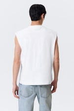 White - Loose Fit Square Cotton Tank Top - 5