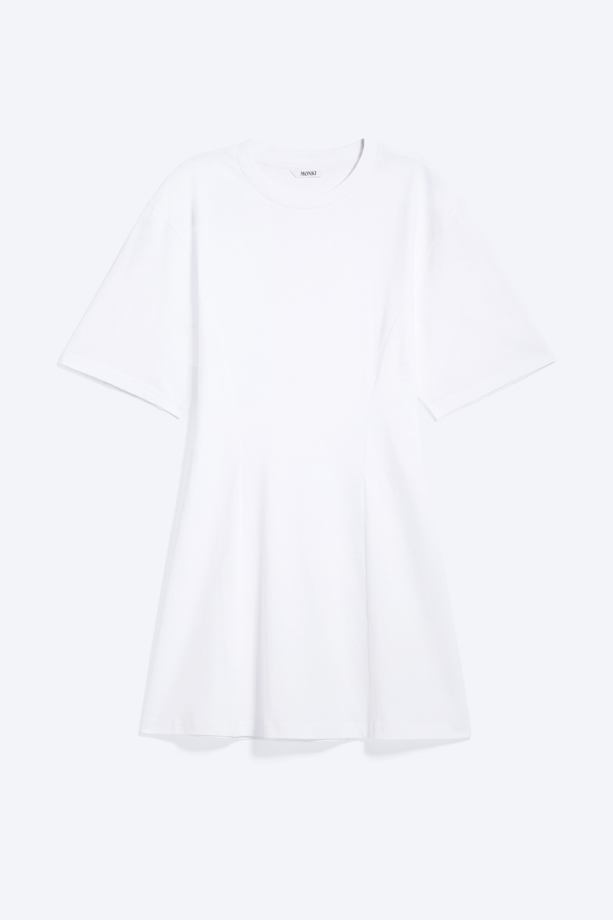 Fit-and-flare mini-T-shirtjurk - Wit/Zwart/Zacht oudroze