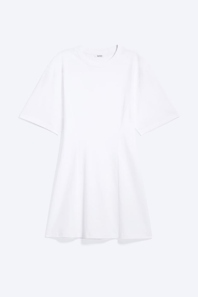 Minivestido tipo camiseta entallado y acampanado - Blanco/Negro/Rosa claro empolvado - 1