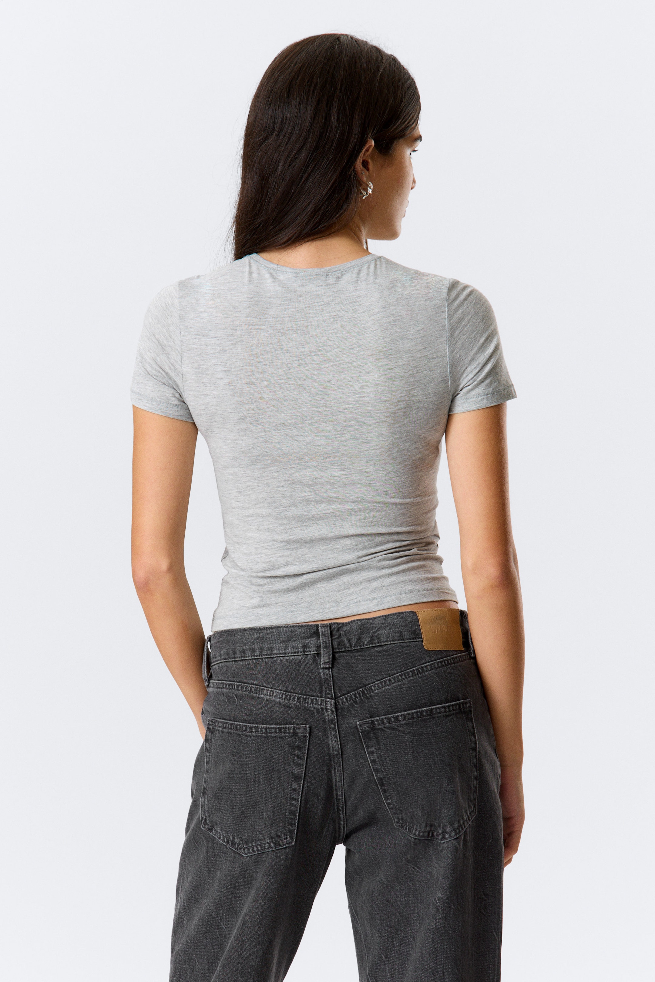 Grey - Slim Fitted T-shirt - 2
