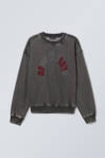 Schwarz washed - Down To Earth - Locker geschnittenes Graphic Sweatshirt - 0